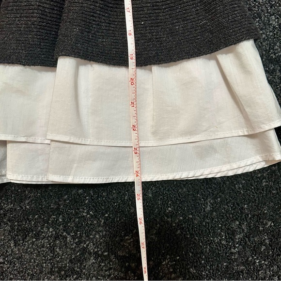 ANTHROPOLOGIE x Moth Twofer Peplum SS Ruffle Sweater Crisp White & Charcoal — S - Picture 8 of 12